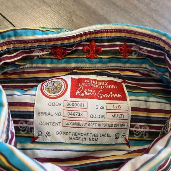 Robert Graham Stripe Casual Buttonup Shirt Men Large Bin J-22 - Picture 3 of 6